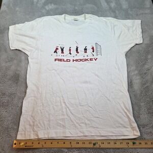 VTG Single Stitch Tee XL White Short Sleeve Field Hockey Graphic TShirt Made USA
